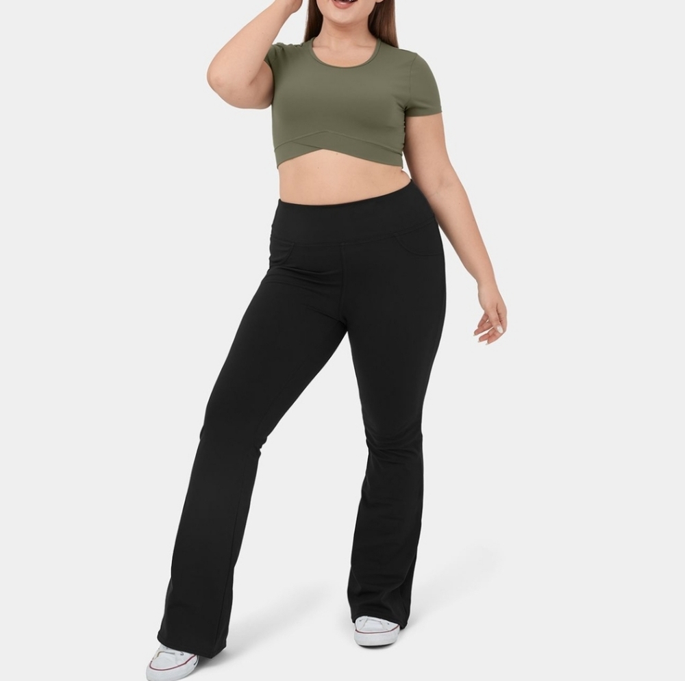 Halara High Waisted Back Pocket Flare Yoga Plus Size Pant